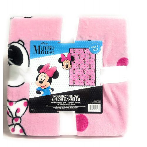  Jay Franco Disney 2-Piece Minnie Nogginz Pillow and Throw Blanket Set, 60 W x 90 L