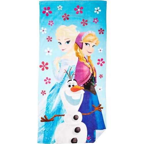  Jay Franco Disney Frozen Celebrate Summer Bath or Beach Cotton Towel. Anna, Elsa Olaf Print. Favorite Princess Characters From Hit Movie Frozen