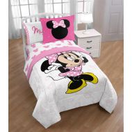 Jay Franco Disney Minnie Mouse XOXO Twin Comforter - Super Soft Kids Reversible Bedding Includes Bonus Sham - Fade Resistant Polyester Microfiber Fill (Official Disney Product)
