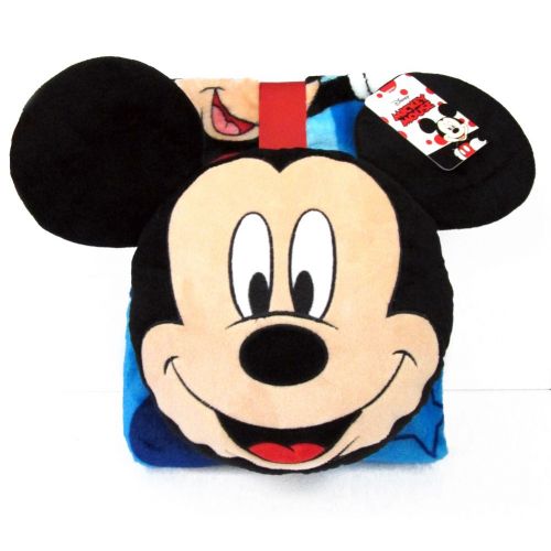  Jay Franco Disney Mickey Mouse Plush Pillow and 40 x 50 Inch, Kids Super Soft 2 Piece Nogginz Set (Official Product), Blue