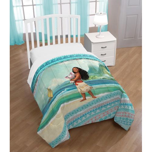  Jay Franco Disney Moana The Wave Twin Comforter - Super Soft Kids Reversible Bedding features Moana - Fade Resistant Polyester Microfiber Fill (Official Disney Product)