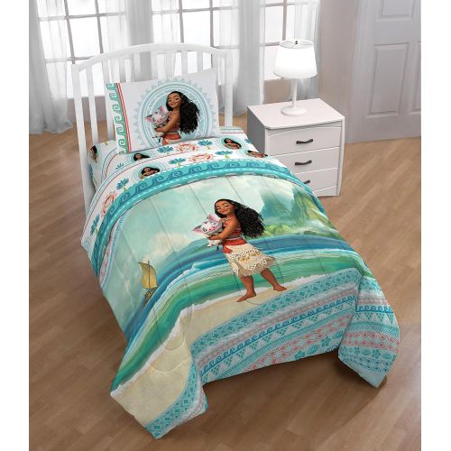  Jay Franco Disney Moana The Wave Twin Comforter - Super Soft Kids Reversible Bedding features Moana - Fade Resistant Polyester Microfiber Fill (Official Disney Product)