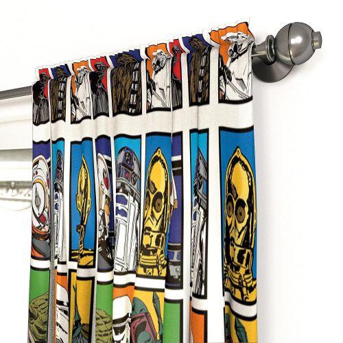  Jay Franco Star Wars Classic 63” Drapery /Curtain 4pc Set (2 Panels, 2 Tie backs) - R2D2, C3PO, Chewbacca, Darth Vader, Stormtrooper - Official Star Wars Product