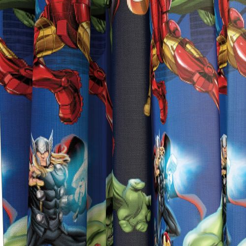  Jay Franco Marvel Avengers Blue Circle Microfiber Curtain Panel Pair with Tiebacks Set, 84 inches wide (42 inches/panel) 63 inches long