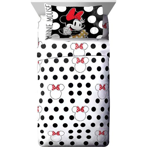  Jay Franco Disney Minnie Mouse Classic Dots Couture 3 Piece Twin Sheet Set