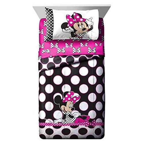  [아마존베스트]Jay Franco Disney Minnie Mouse Dots are the New Black 5 Piece Twin Bed In A Bag