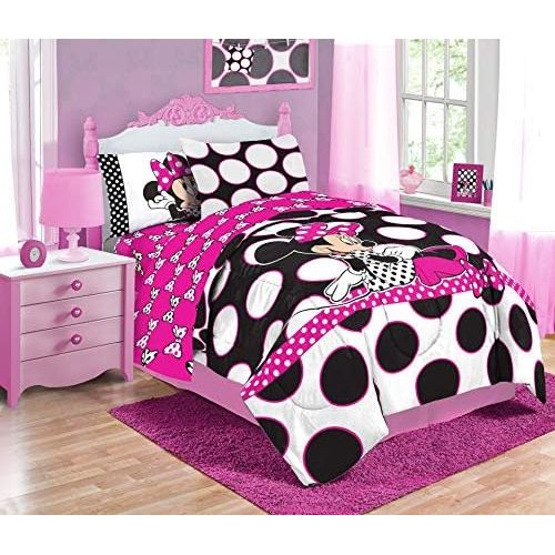  [아마존베스트]Jay Franco Disney Minnie Mouse Dots are the New Black 5 Piece Twin Bed In A Bag