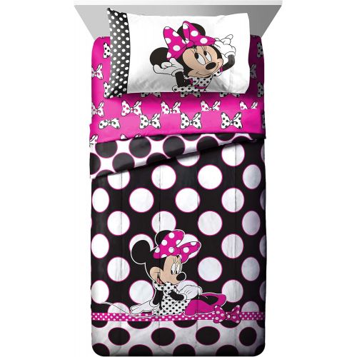  [아마존베스트]Jay Franco Disney Minnie Mouse Dots are the New Black 5 Piece Twin Bed In A Bag