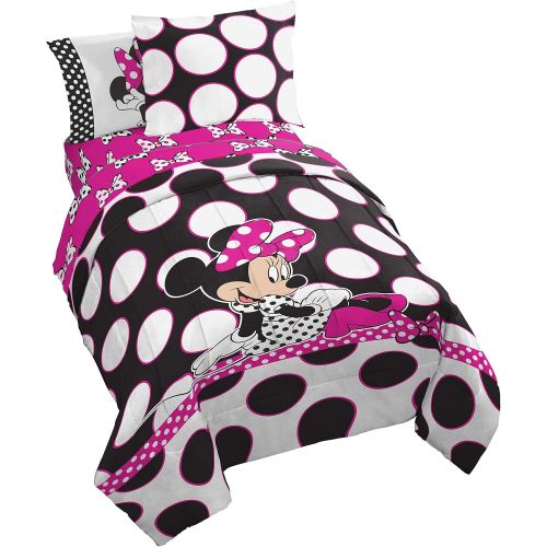  [아마존베스트]Jay Franco Disney Minnie Mouse Dots are the New Black 5 Piece Twin Bed In A Bag