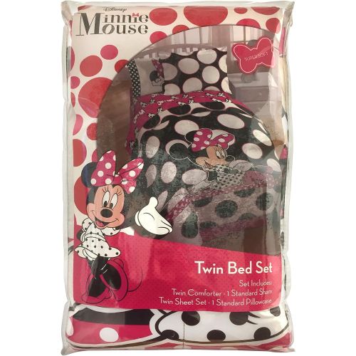  [아마존베스트]Jay Franco Disney Minnie Mouse Dots are the New Black 5 Piece Twin Bed In A Bag