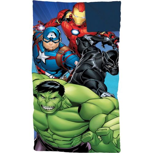  [아마존베스트]Jay Franco Marvel Avengers Battle Formation Slumber Sack - Cozy & Warm Kids Lightweight Slumber Bag/Sleeping Bag - Featuring Captain America, Iron Man, Black Panther, Hulk (Officia