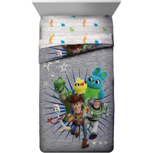  Jay Franco Disney Pixar Story 4 All The s Twin/Full Comforter & Sham Set - Super Soft Kids Reversible Bedding Features Woody & Buzz Lightyear - Fade Resistant Microfiber (Official Disney Pixa