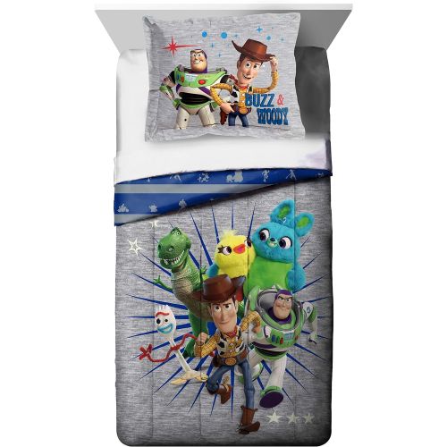  Jay Franco Disney Pixar Story 4 All The s Twin/Full Comforter & Sham Set - Super Soft Kids Reversible Bedding Features Woody & Buzz Lightyear - Fade Resistant Microfiber (Official Disney Pixa