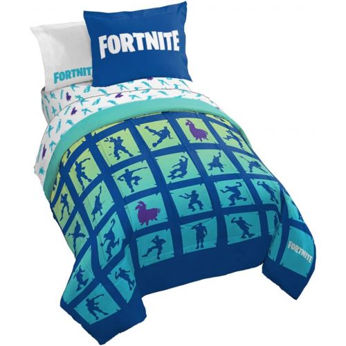  Jay Franco Fortnite Boogie Bomb 7 Piece Full Bed Set - Includes Reversible Comforter & Sheet Set - Super Soft Fade Resistant Microfiber Bedding (Official Fortnite Product)