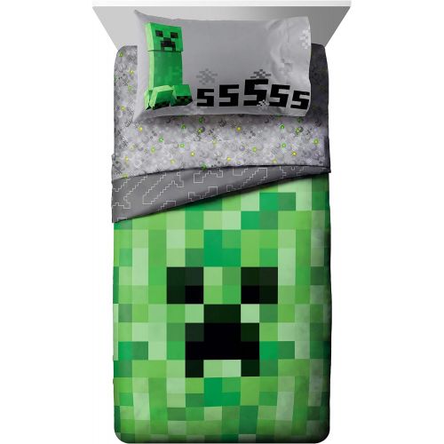  Jay Franco Minecraft Creeper 4 Piece Twin Bed Set (Offical Product)