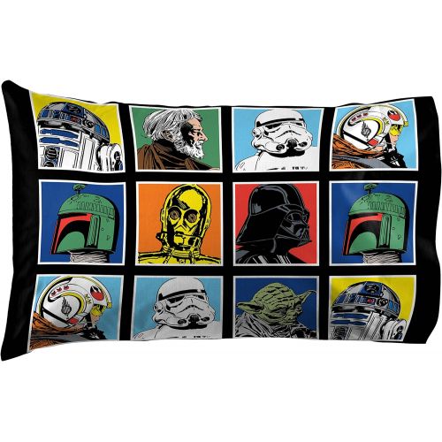  Jay Franco Star Wars Classic Grid Queen Sheet Set - 4 Piece Set Super Soft and Cozy Kid’s Bedding Features Luke Skywalker & Darth Vade - Fade Resistant Microfiber Sheets (Official