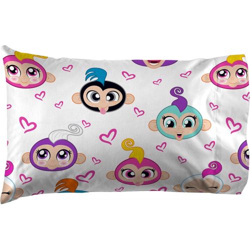  Jay Franco Fingerlings Monkey Around 4 Piece Twin Bed Set - Includes Comforter & Sheet Set - Super Soft Fade Resistant Polyester - (Official Fingerlings Product)