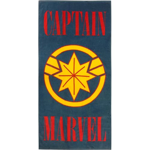  Jay Franco Marvel Captain Marvel Kids Bath/Pool/Beach Towel - Super Soft & Absorbent Fade Resistant Cotton Towel, Measures 28 inch x 58 inch (Official Marvel Product)