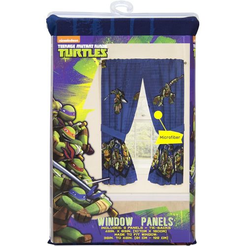  Jay Franco Nickelodeon Teenage Mutant Ninja Turtles Mean Green Blue Curtains/Drapes 4 Piece Set (2 Panels, 2 Tiebacks)