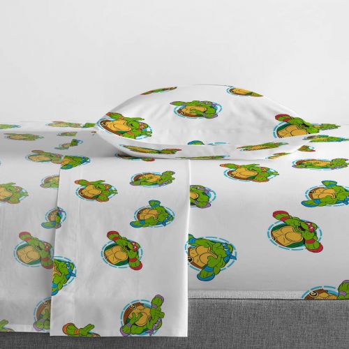  Jay Franco Nickelodeon Teenage Mutant Ninja Turtles Silly Green Toddler Sheet Set - 3 Piece Set Super Soft and Cozy Kids Bedding - Fade Resistant Microfiber Sheets (Official Nickel