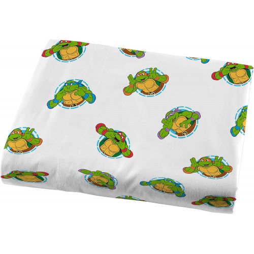  Jay Franco Nickelodeon Teenage Mutant Ninja Turtles Silly Green Toddler Sheet Set - 3 Piece Set Super Soft and Cozy Kids Bedding - Fade Resistant Microfiber Sheets (Official Nickel