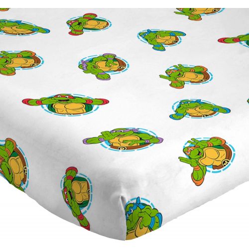  Jay Franco Nickelodeon Teenage Mutant Ninja Turtles Silly Green Toddler Sheet Set - 3 Piece Set Super Soft and Cozy Kids Bedding - Fade Resistant Microfiber Sheets (Official Nickel