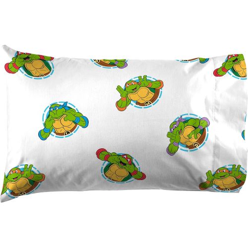  Jay Franco Nickelodeon Teenage Mutant Ninja Turtles Silly Green Toddler Sheet Set - 3 Piece Set Super Soft and Cozy Kids Bedding - Fade Resistant Microfiber Sheets (Official Nickel