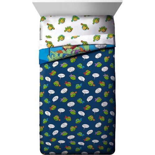  Jay Franco Nickelodeon Teenage Mutant Ninja Turtles Ready To Roll 4 Piece Toddler Bed Set - Includes Reversible Comforter & Sheet Set Bedding - Super Soft Fade Resistant Microfiber (Official