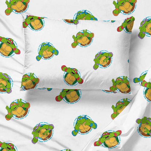  Jay Franco Nickelodeon Teenage Mutant Ninja Turtles Ready To Roll 4 Piece Toddler Bed Set - Includes Reversible Comforter & Sheet Set Bedding - Super Soft Fade Resistant Microfiber (Official
