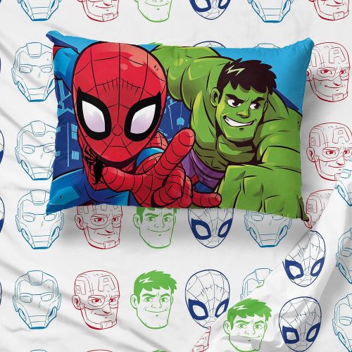  Jay Franco Marvel Super Hero Adventures Avengers Heroes Amigos 4 Piece Toddler Bed Set  Super Soft Microfiber Bed Set  Bedding Features Captain America, Hulk, Iron Man, & Spiderman (Officia