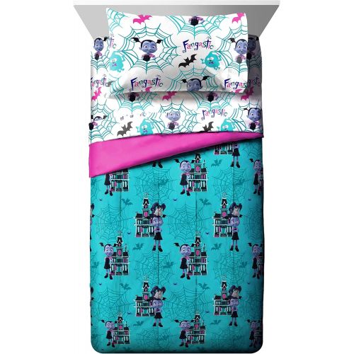  Jay Franco Disney Vampirina 4 Piece Twin Bed Set Includes Comforter & Sheet Set Super Soft Fade Resistant Polyester (Official Disney Product)
