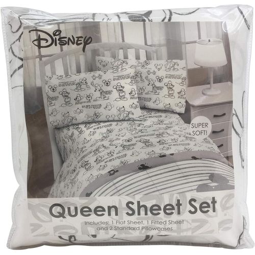  Jay Franco Disney Mickey Mouse Sketch Queen Sheet Set