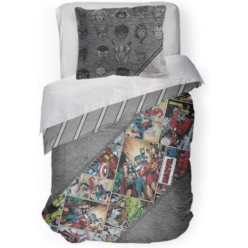  Jay Franco Marvel Comics 80th Anniversary Twin Comforter & Sham Set Super Soft Kids Reversible Bedding Fade Resistant Microfiber (Official Marvel Product)