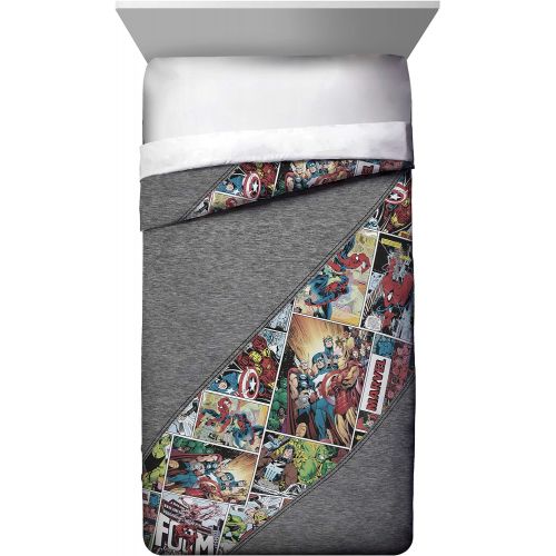 Jay Franco Marvel Comics 80th Anniversary Twin Comforter & Sham Set Super Soft Kids Reversible Bedding Fade Resistant Microfiber (Official Marvel Product)
