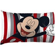 Jay Franco Disney Mickey Mouse Stripes 1 Pack Pillowcase Double Sided Kids Super Soft Bedding (Official Disney Product)