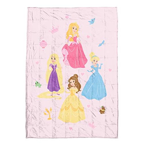  Jay Franco Disney Princess Paper Cut Weighted Blanket 4.5 lbs Measures 36 x 48 inches, Kids Bedding Features Aurora, Cinderella, Belle, & Rapunzel Fade Resistant Super Soft Velboa (Offi