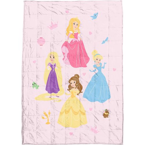  Jay Franco Disney Princess Paper Cut Weighted Blanket 4.5 lbs Measures 36 x 48 inches, Kids Bedding Features Aurora, Cinderella, Belle, & Rapunzel Fade Resistant Super Soft Velboa (Offi