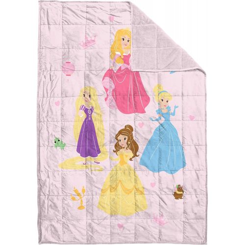  Jay Franco Disney Princess Paper Cut Weighted Blanket 4.5 lbs Measures 36 x 48 inches, Kids Bedding Features Aurora, Cinderella, Belle, & Rapunzel Fade Resistant Super Soft Velboa (Offi