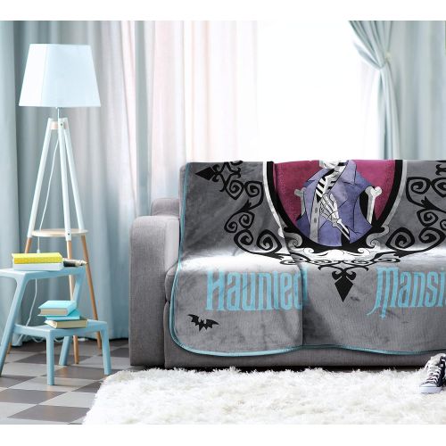  Jay Franco Disney Haunted Mansion Welcome to The Haunted Mansion Blanket Measures 62 x 90 inches, Kids Bedding Fade Resistant Super Soft Fleece (Official Disney Product)