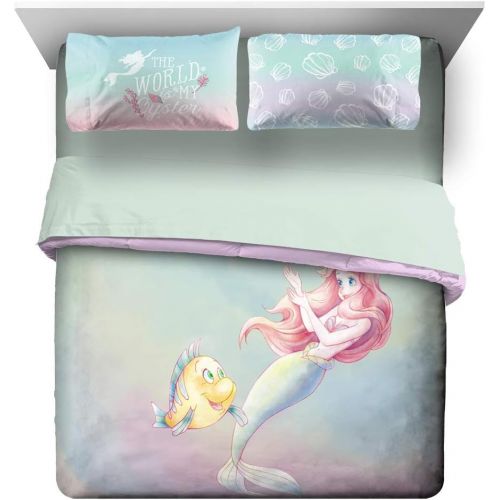  Jay Franco Disney The Little Mermaid Rainbow Full/Queen Comforter & Pillowcase Set Super Soft Kids Reversible Bedding Features Ariel Fade Resistant Polyester Microfiber Fill (Official Dis