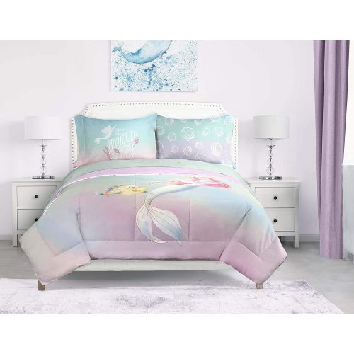  Jay Franco Disney The Little Mermaid Rainbow Full/Queen Comforter & Pillowcase Set Super Soft Kids Reversible Bedding Features Ariel Fade Resistant Polyester Microfiber Fill (Official Dis
