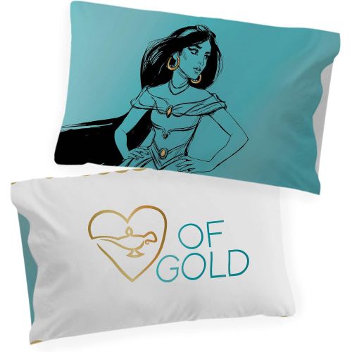  Jay Franco Disney Princess Jasmine Sketch 1 Single Reversible Pillowcase Double Sided Kids Super Soft Bedding (Official Disney Product)