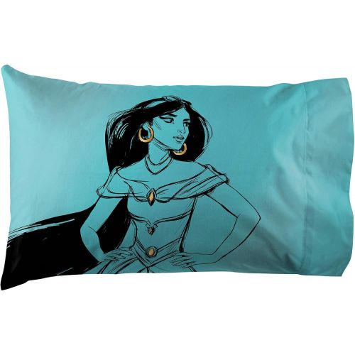  Jay Franco Disney Princess Jasmine Sketch 1 Single Reversible Pillowcase Double Sided Kids Super Soft Bedding (Official Disney Product)