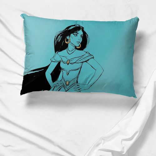  Jay Franco Disney Princess Jasmine Sketch 1 Single Reversible Pillowcase Double Sided Kids Super Soft Bedding (Official Disney Product)