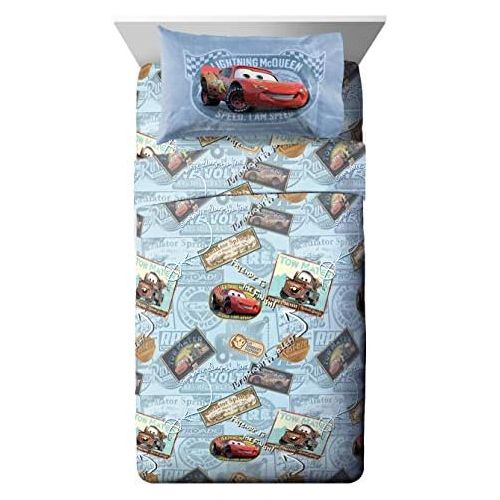  Jay Franco Disney Pixar Tune Up 3 Piece Twin Sheet Set, Blue Cars