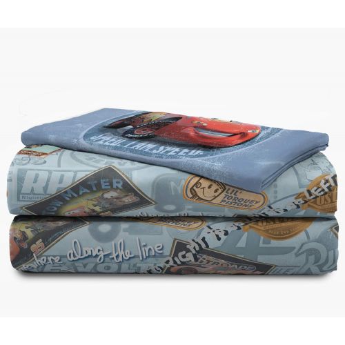  Jay Franco Disney Pixar Tune Up 3 Piece Twin Sheet Set, Blue Cars