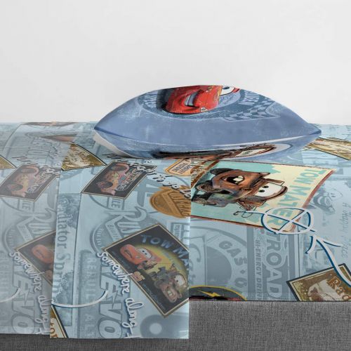  Jay Franco Disney Pixar Tune Up 3 Piece Twin Sheet Set, Blue Cars