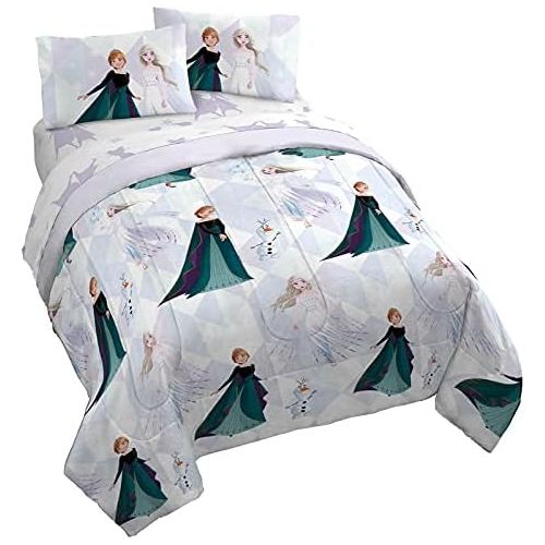  Jay Franco Disney Frozen 2 Spirit 5 Piece Queen Size Bed Set Includes Comforter & Sheet Set Bedding Features Elsa & Anna Super Soft Fade Resistant Polyester (Official Disney