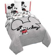 Jay Franco Disney Mickey Mouse Jersey 4 Piece Twin Bed Set Includes Reversible Comforter & Sheet Set Super Soft Fade Resistant Polyester (Official Product)