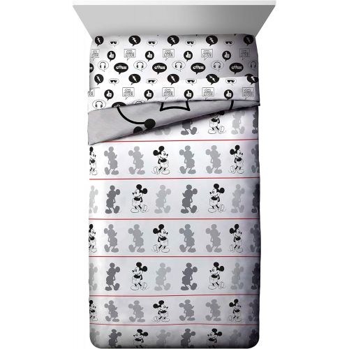  Jay Franco Disney Mickey Mouse Jersey 4 Piece Twin Bed Set Includes Reversible Comforter & Sheet Set Super Soft Fade Resistant Polyester (Official Product)